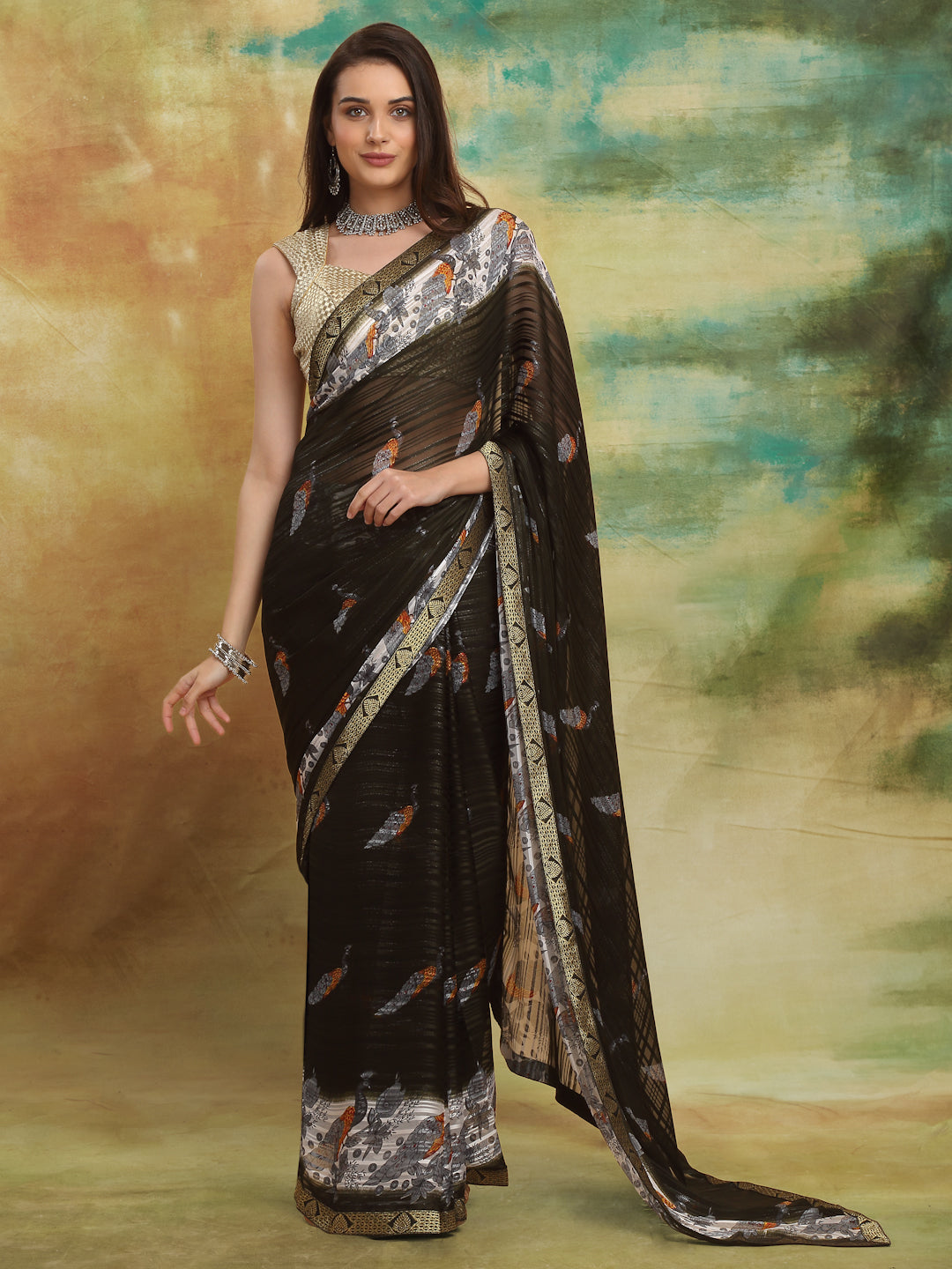 Peacock Green Asthjari Saree