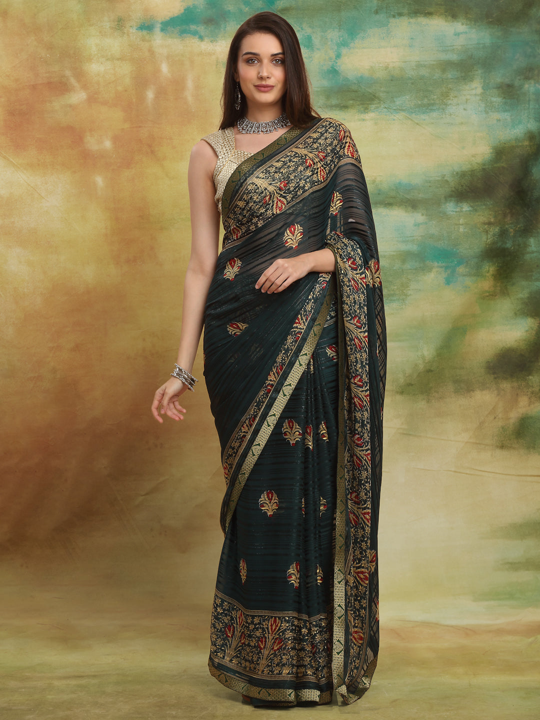 Radiant Green Asthajari Saree