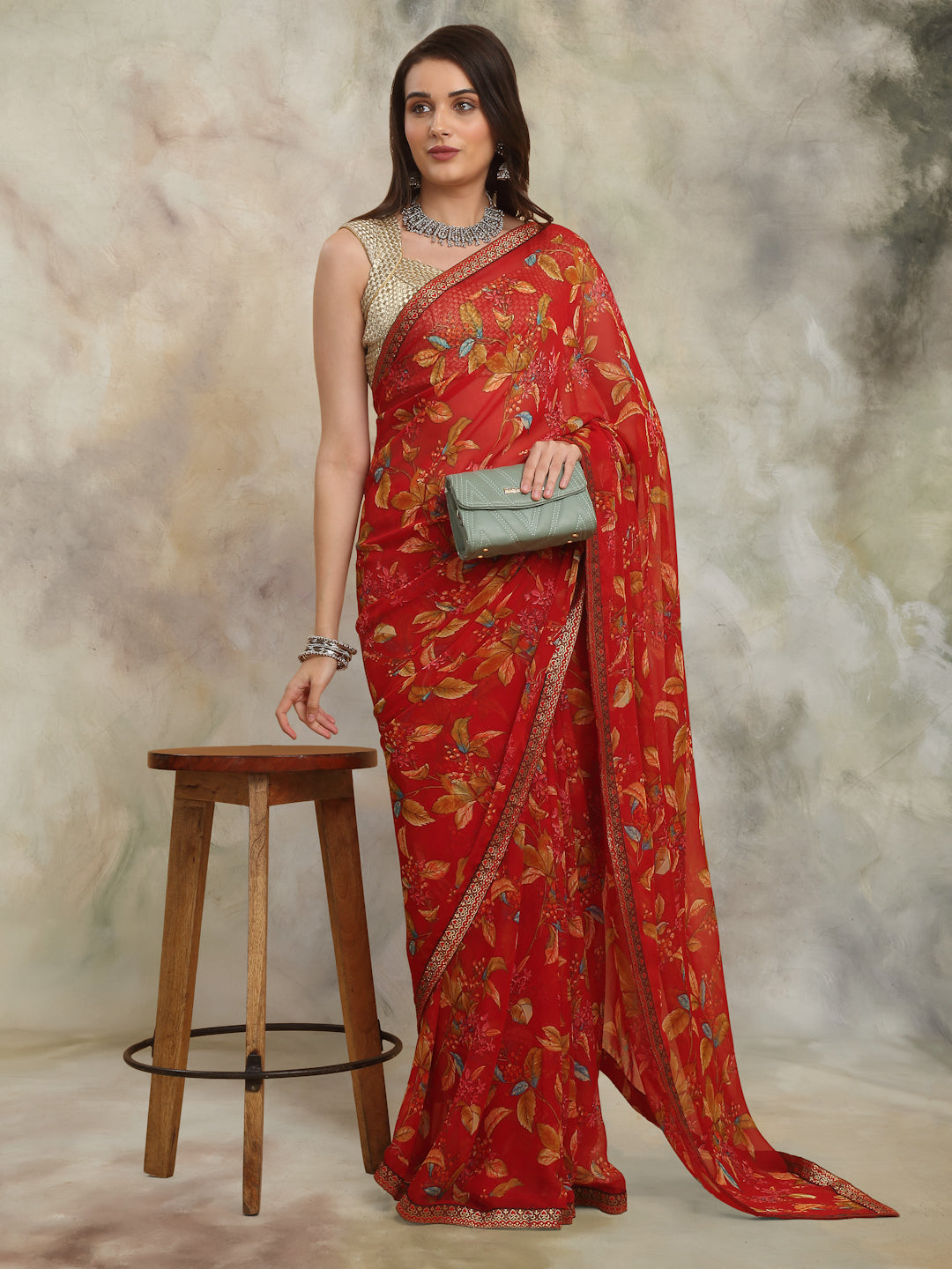 Red Leaf Printed Pattern 70x72