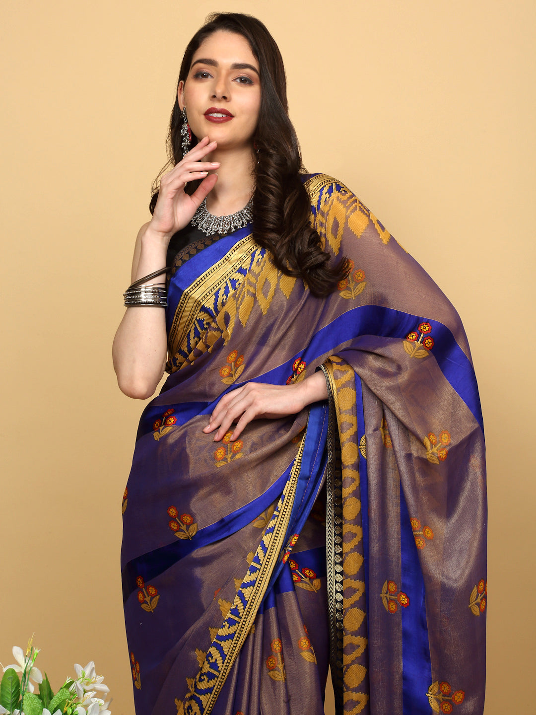 Classy Printed Blue Saree