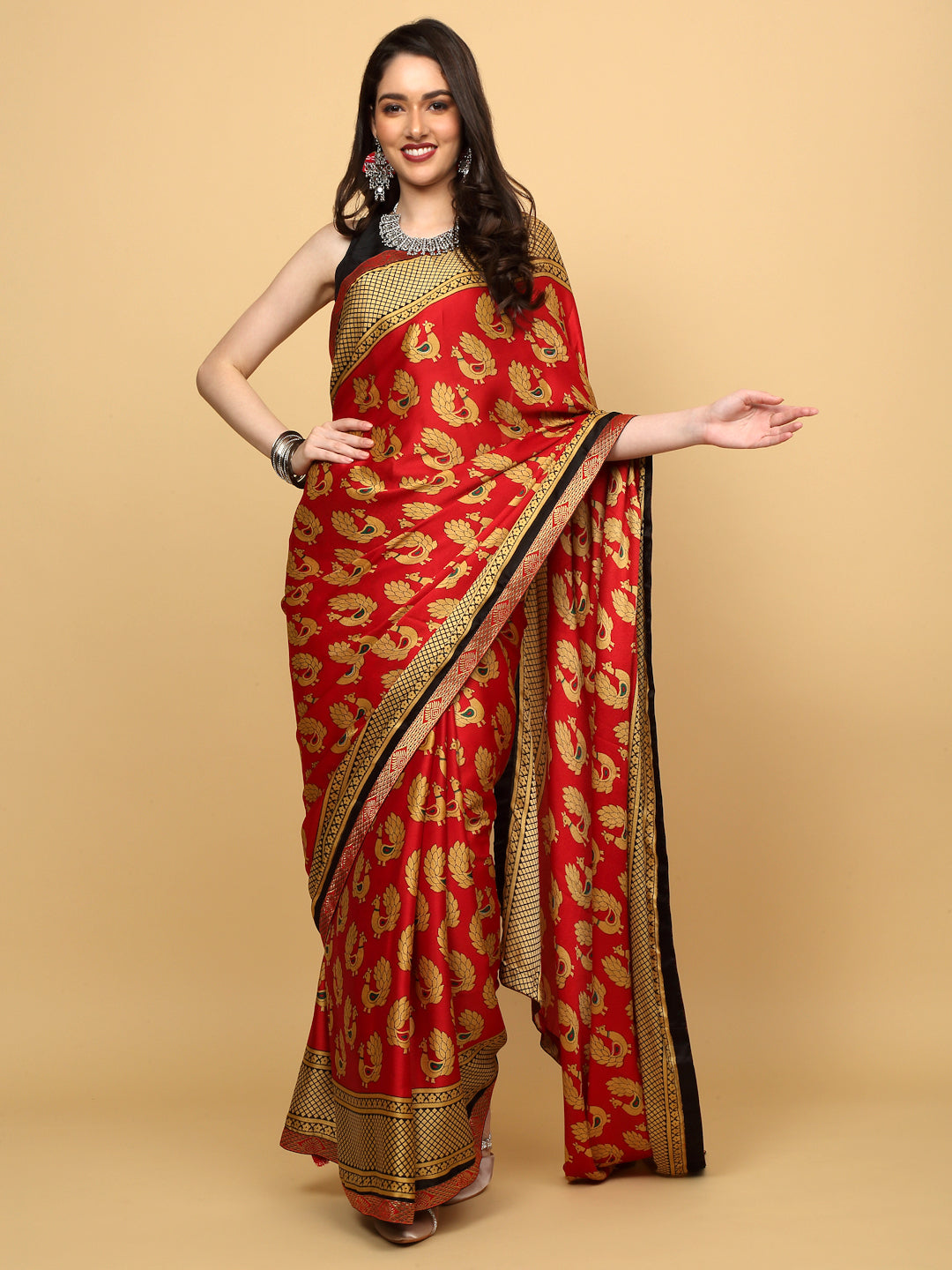 Peacock Print Brightmoss Saree