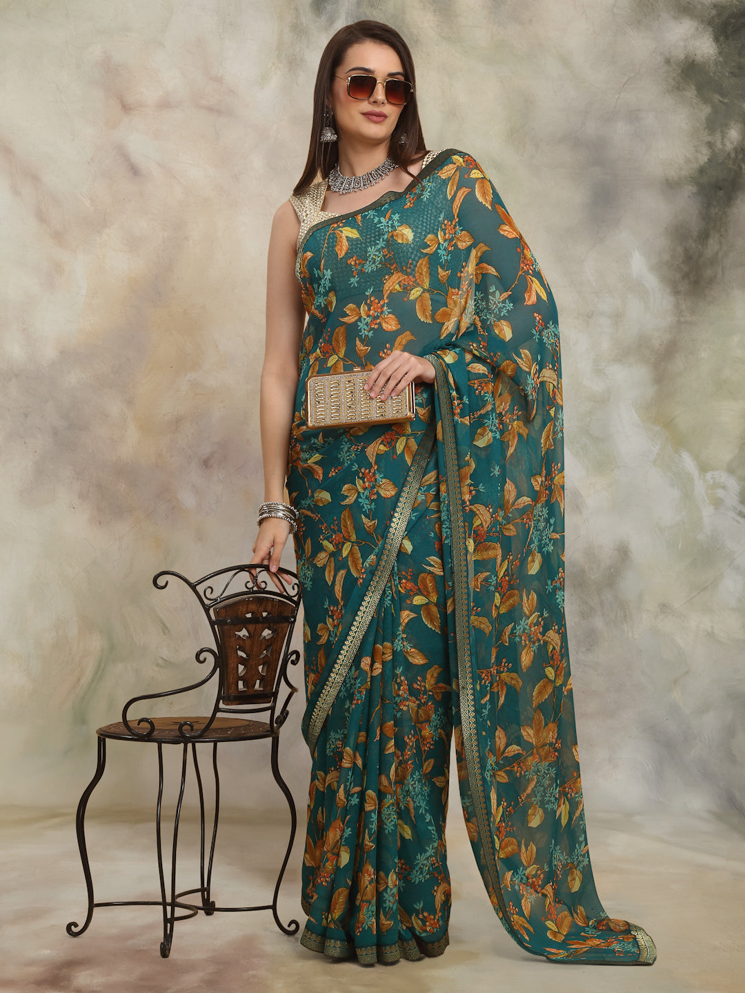 Peacock Green Leaf Pattern 70x72