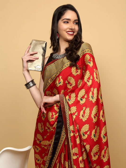 Peacock Print Brightmoss Saree
