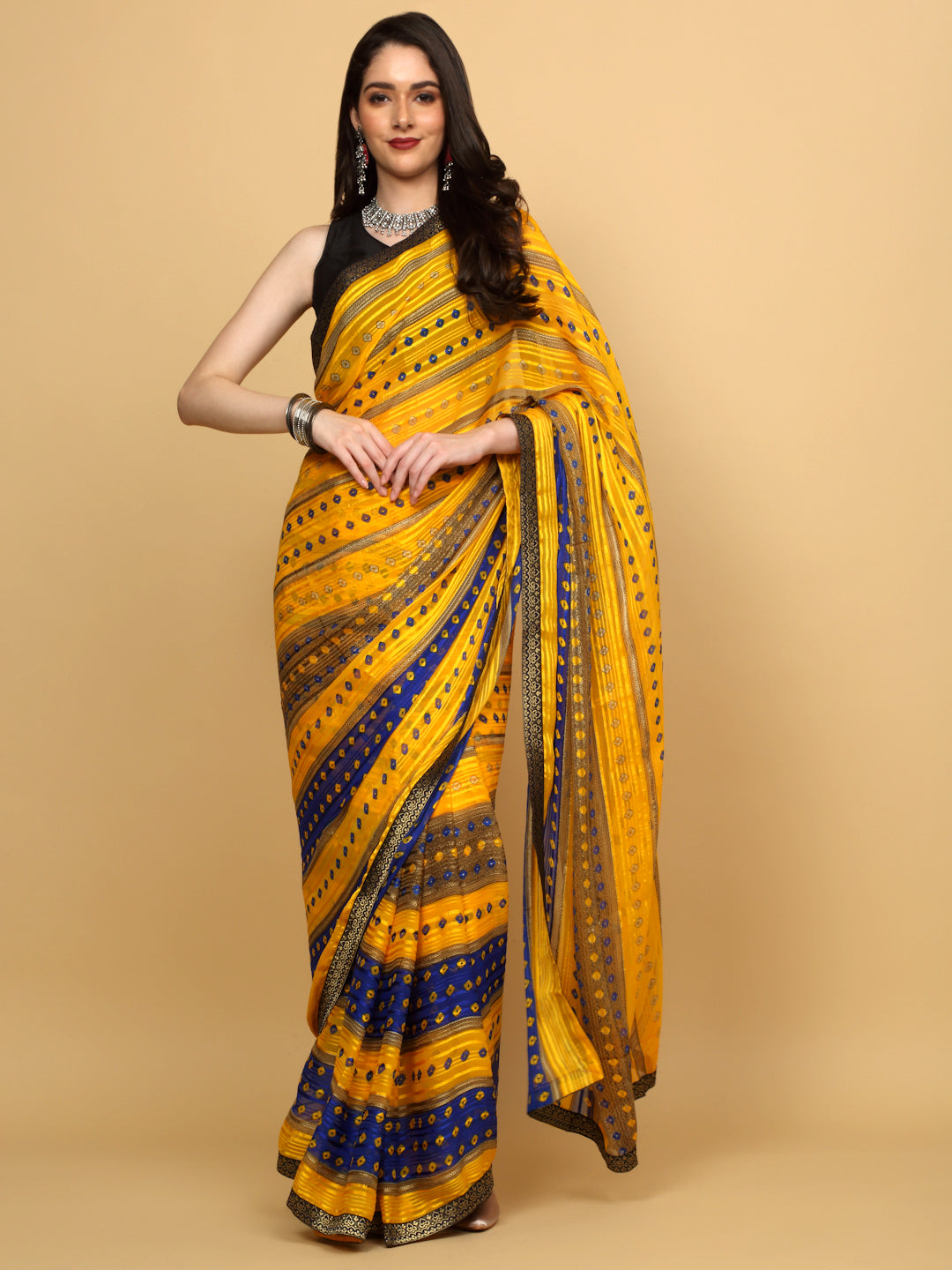 Fawn Yellow Asthajari Saree