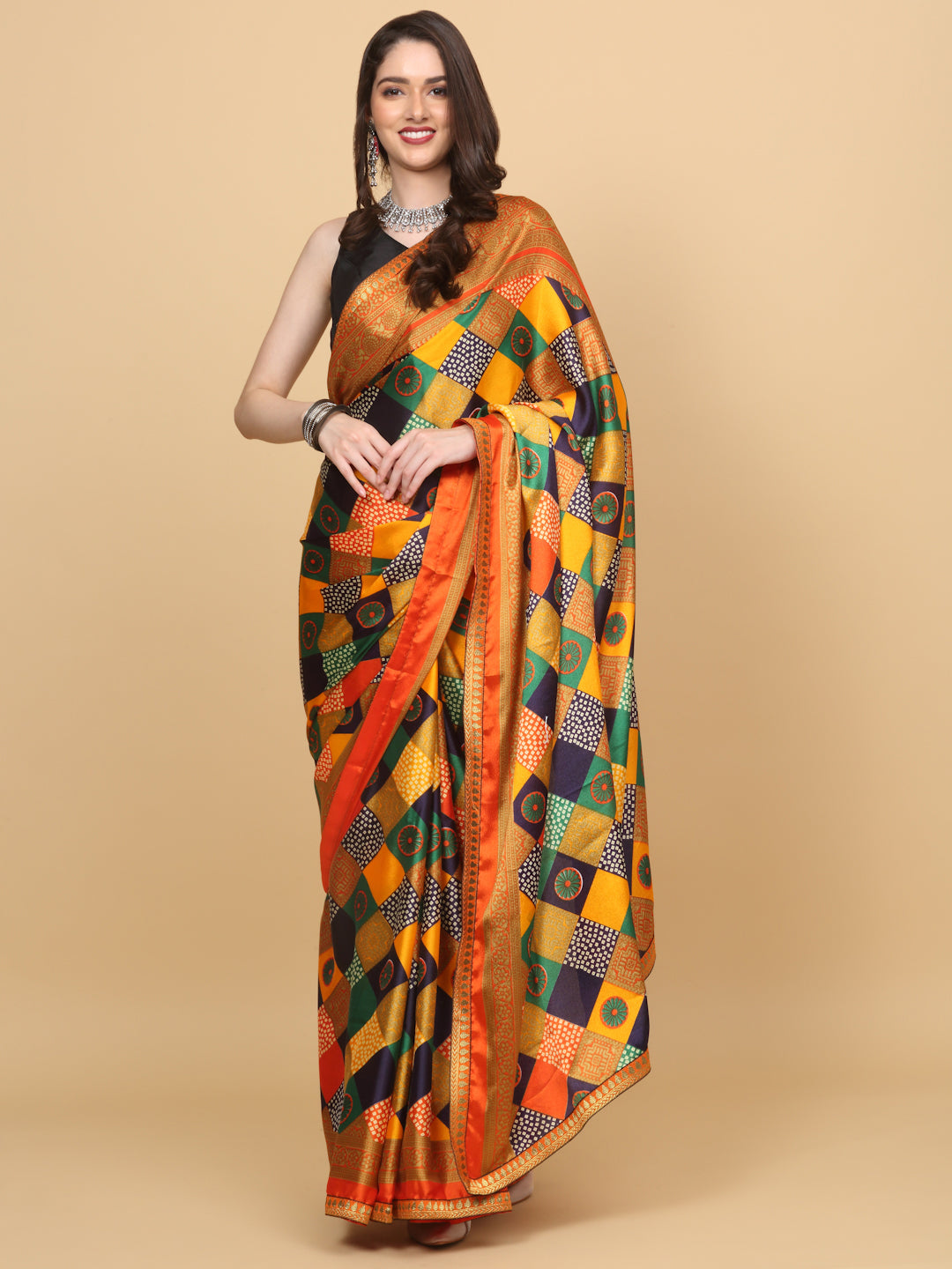 Multicolor Printed Brightmoss Saree